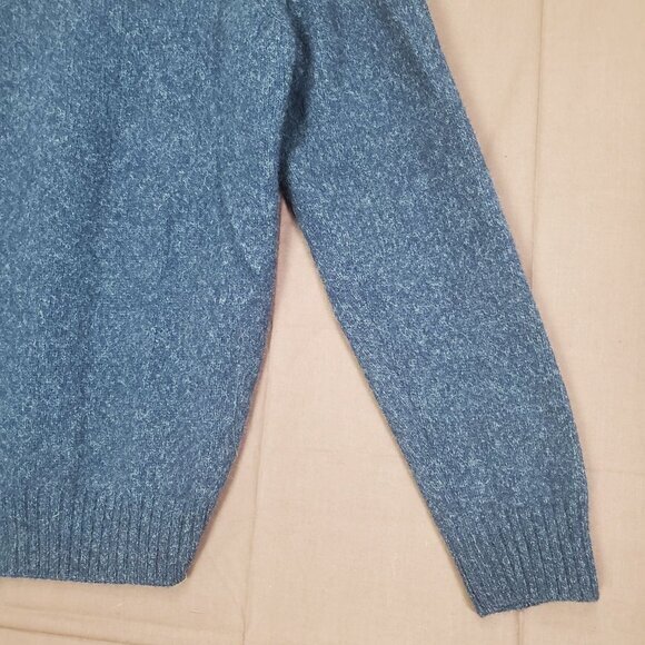 DANIELE BLASI Womens Sweater SZ L Mock Neck Wool Knit Ribbed Navy Long Sleeves - Picture 9 of 10